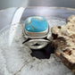 Native American Sterling Silver Square Kingman Turquoise Shield Ring Size 11.25 For Men