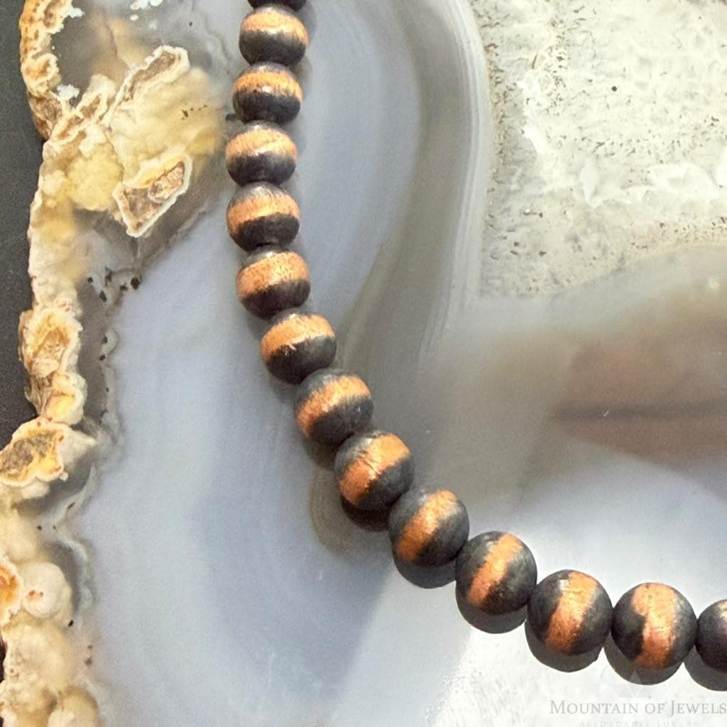 Copper Navajo Pearl Beads 6 mm Length 16"-20" Necklace  For Women