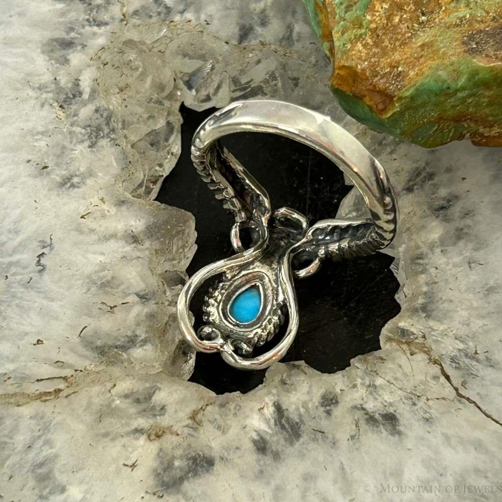 Carolyn Pollack Sterling Silver Teardrop Turquoise Decorated Ring For Women
