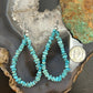 Sterling Silver Blue Natural Turquoise Beads Hoop Earrings For Women