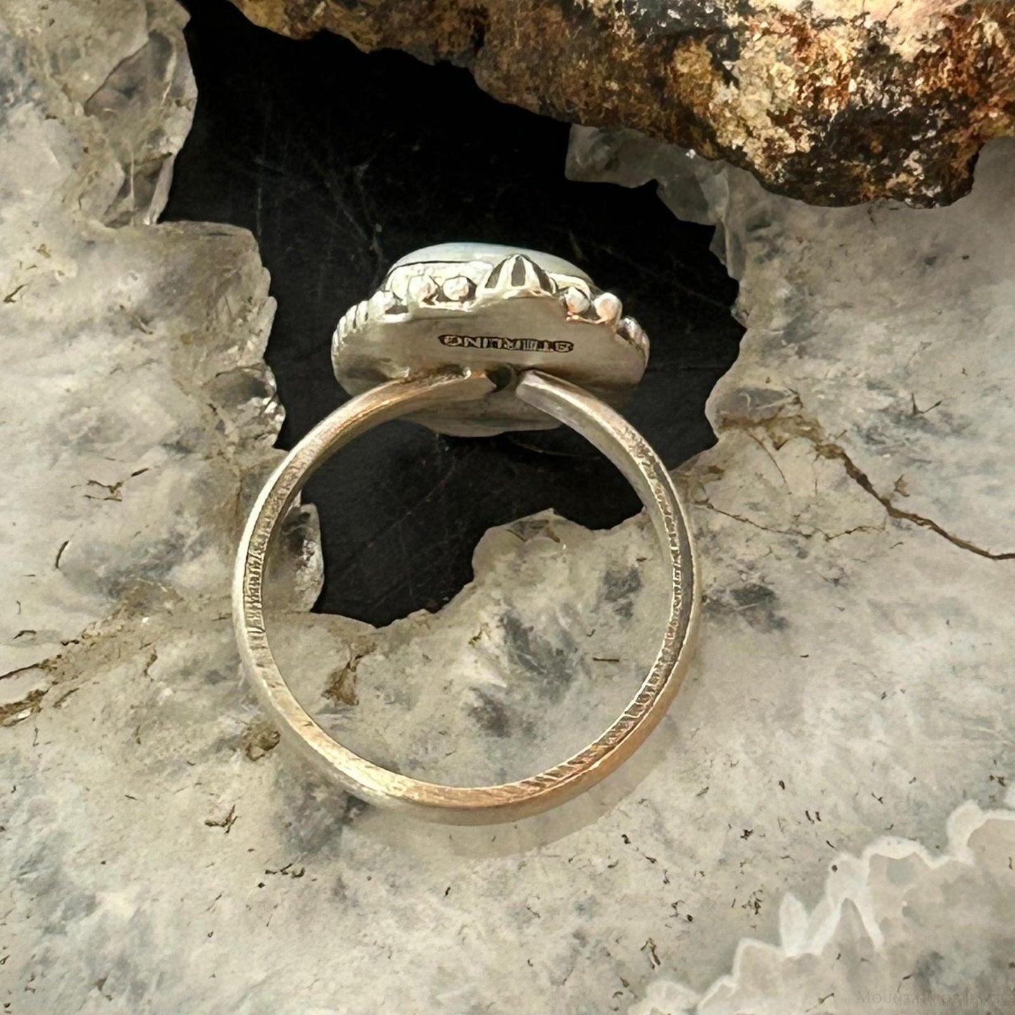 Southwestern Style Sterling Silver Square Golden Hill Turquoise Adjustable Ring For Women