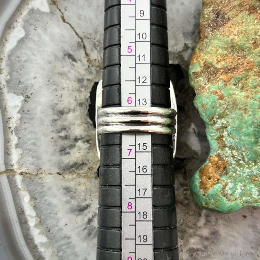 Native American Sterling Silver Rectangle Black Jack Bar Ring Size 6.5 For Women