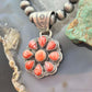 Native American Sterling Silver Orange Spiny Oyster Cluster Pendant For Women