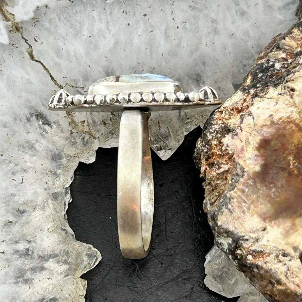 Sterling Silver Southwestern Style Oval Golden Hill Turquoise Adjustable Ring  For Women #11