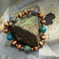 Southwestern Style 4-8mm Copper Navajo Pearl Beads &10mm Jasper Stretch Bracelet For Women