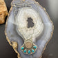 Sterling Silver Southwestern Style 1944 Mercury Dime & Kingman Turquoise Necklace For Women