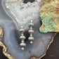 Native American Sterling Silver Grooved Saucer Pearl Beads Dangle Earrings For Earrings