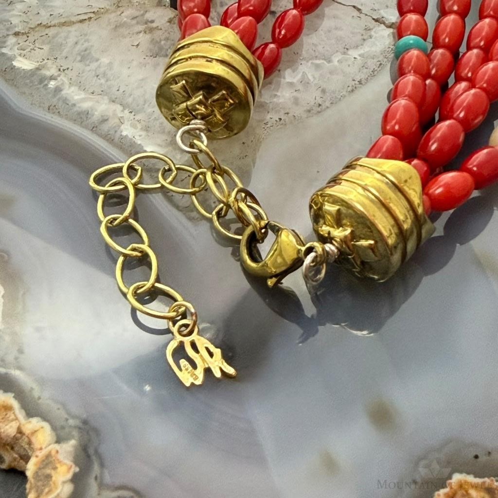 Carolyn Pollack Brass 5 Strands Red Jasper Beads 17"-20" Necklace For Women