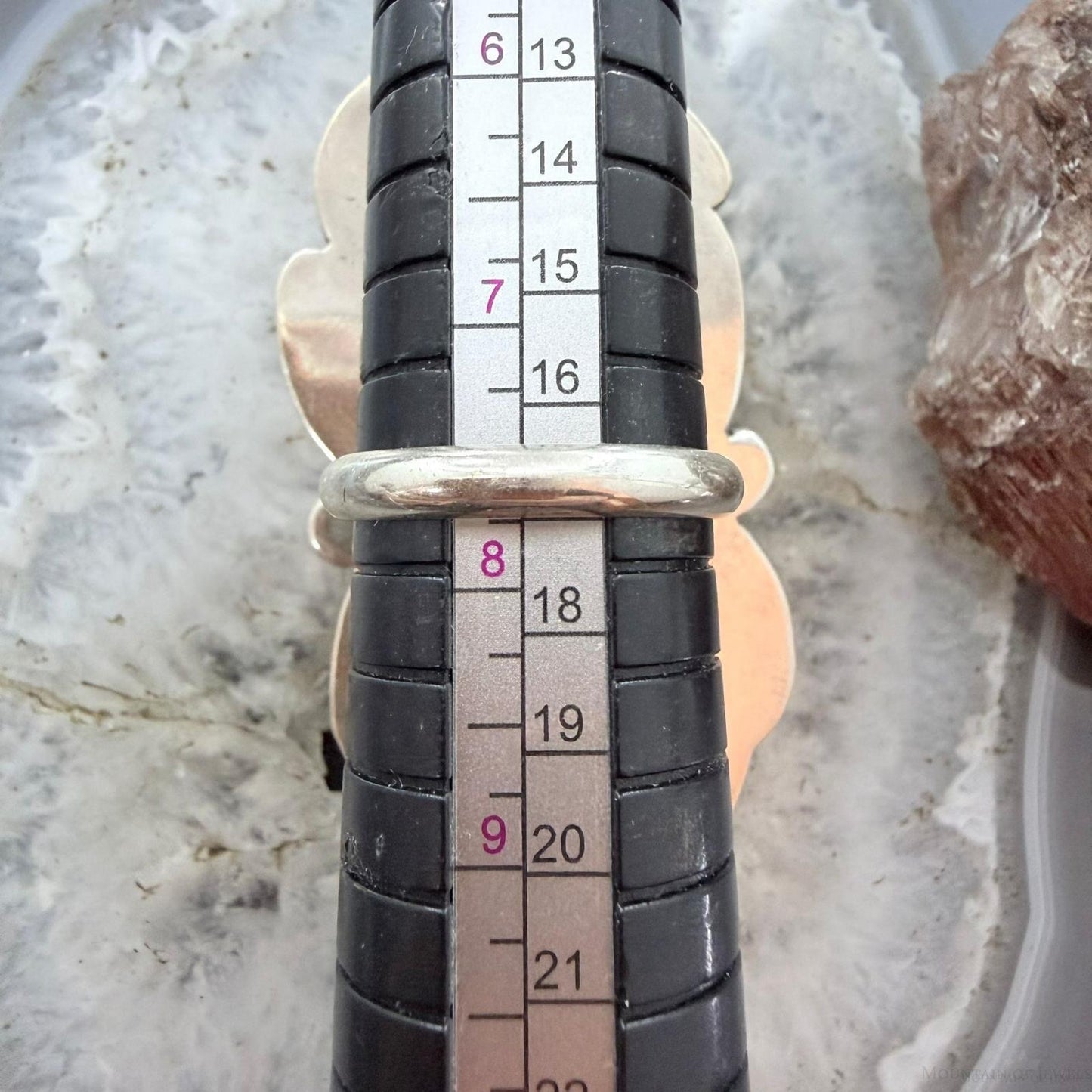 Gilbert Nez Native American Sterling Silver Large Purple Daliah Ring Size 7.75 For Women