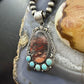 Sterling Silver Southwestern Style Oval Dendritic Jasper & Turquoise Pendant For Women