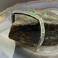Vintage Native American Silver Chip Inlay Turquoise & MOP Zigzag Cuff For Women