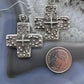 Cheyenne Custer Sterling Silver Tufa Cast Cross Dangle Earrings For Women