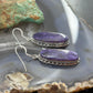 Sterling Silver Southwestern Style Oval Charoite Dangle Earrings For Women