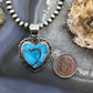 Native American Sterling Silver Blue Ridge Turquoise Double Heart Pendant For Women #4