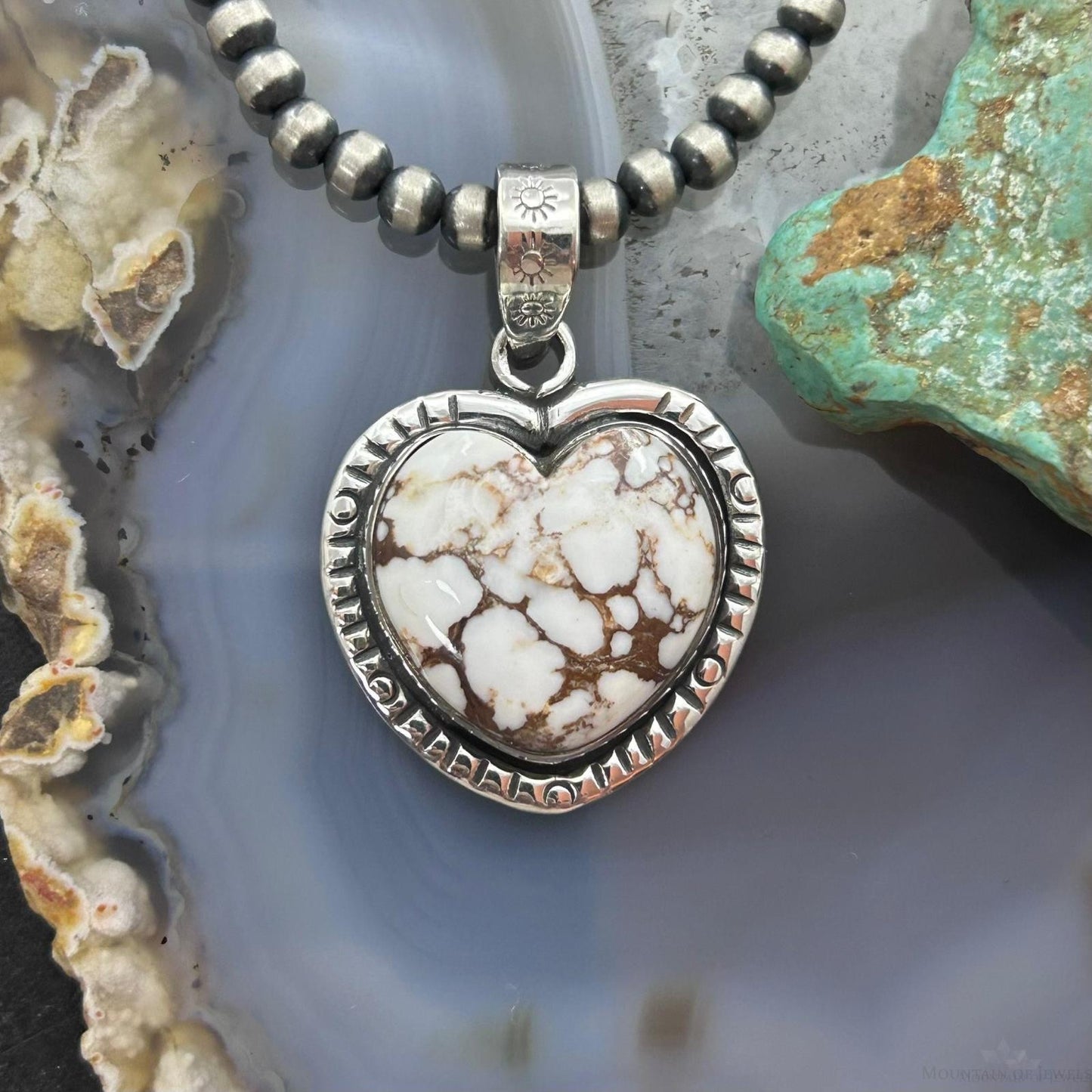 Sterling Silver Southwestern Style Wild Horse Decorated Heart Pendant For Women