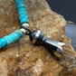 Sterling Silver Turquoise & Navajo Pearl Beads With Squash Blossom Necklace