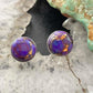 Sterling Silver Southwestern Style Rounded Purple Dahlia Stud Earrings For Women