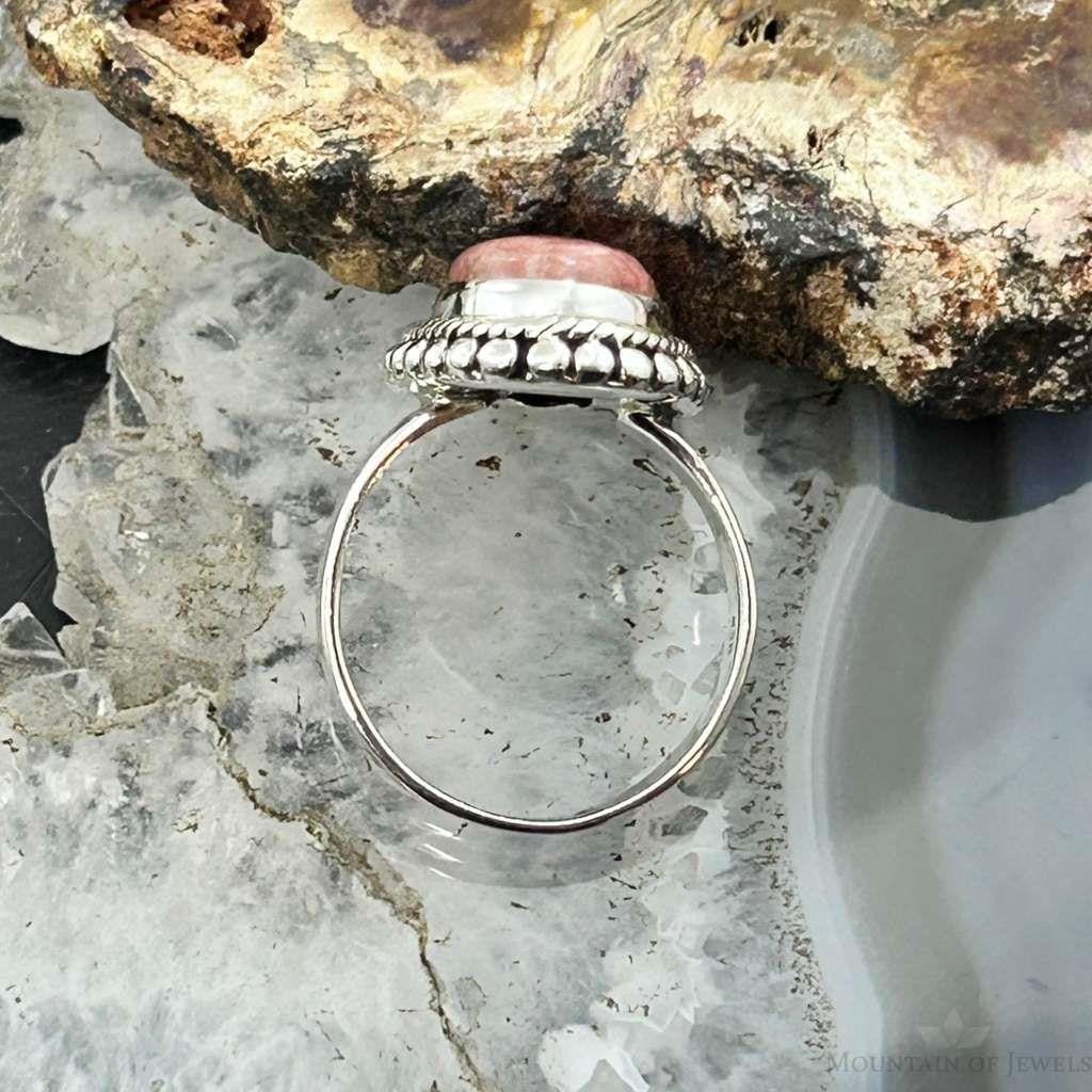 Sterling Silver Southwestern Style Oval Rhodochrosite Ring Size 7 For Women