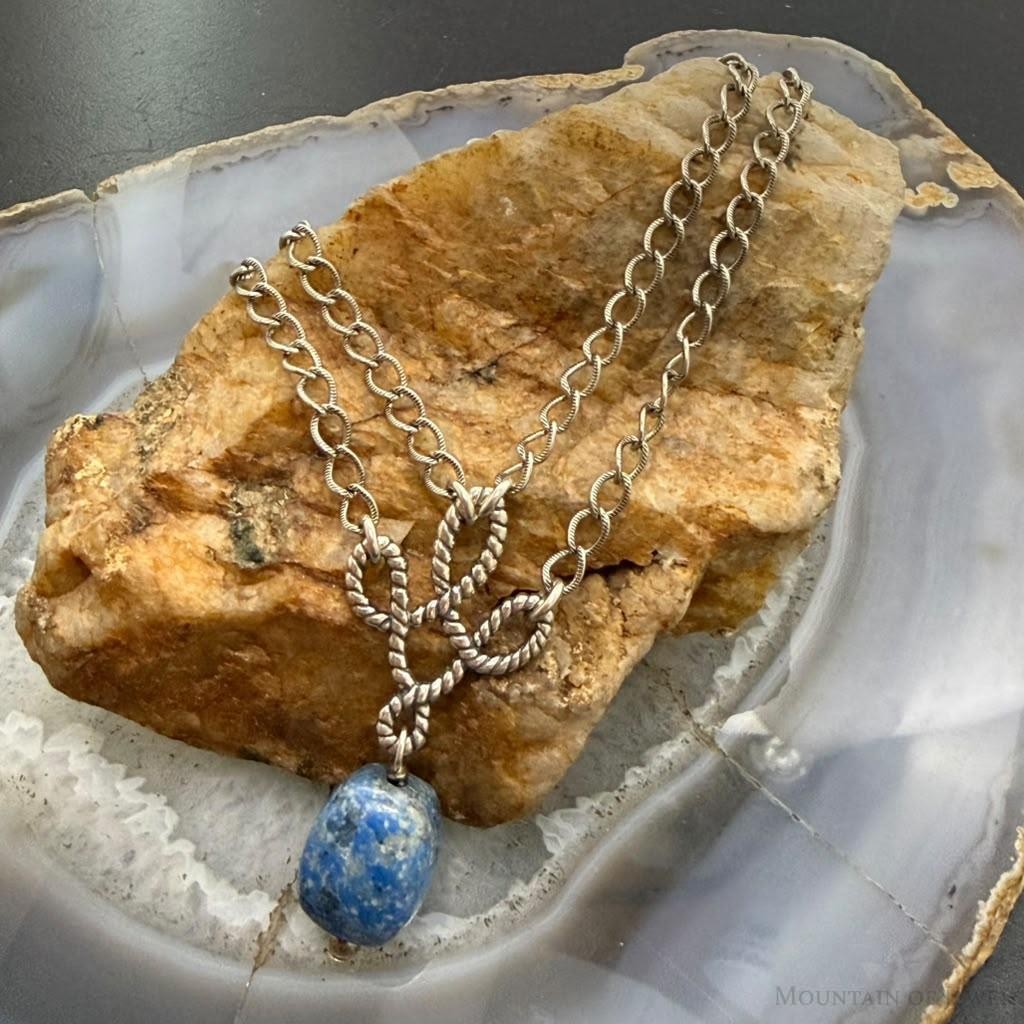 Carolyn Pollack Sterling Silver Sodalite Double Chain Link Necklace For Women