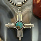 Sterling Silver Southwestern Style Round Mohave Turquoise Unisex Zia Pendant