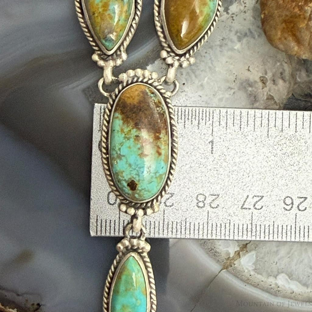 Sterling Silver Southwestern Style Royston Turquoise Lariat 30" Necklace For Women