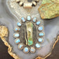Sterling Silver Southwestern Style Blackjack &Golden Hill Turquoise Cluster Pendant For Women