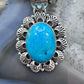 Native American Sterling Silver Oval Turquoise Decorated Pendant For Women