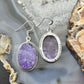 Sterling Silver Southwestern Style Oval Charoite Dangle Earrings For Women