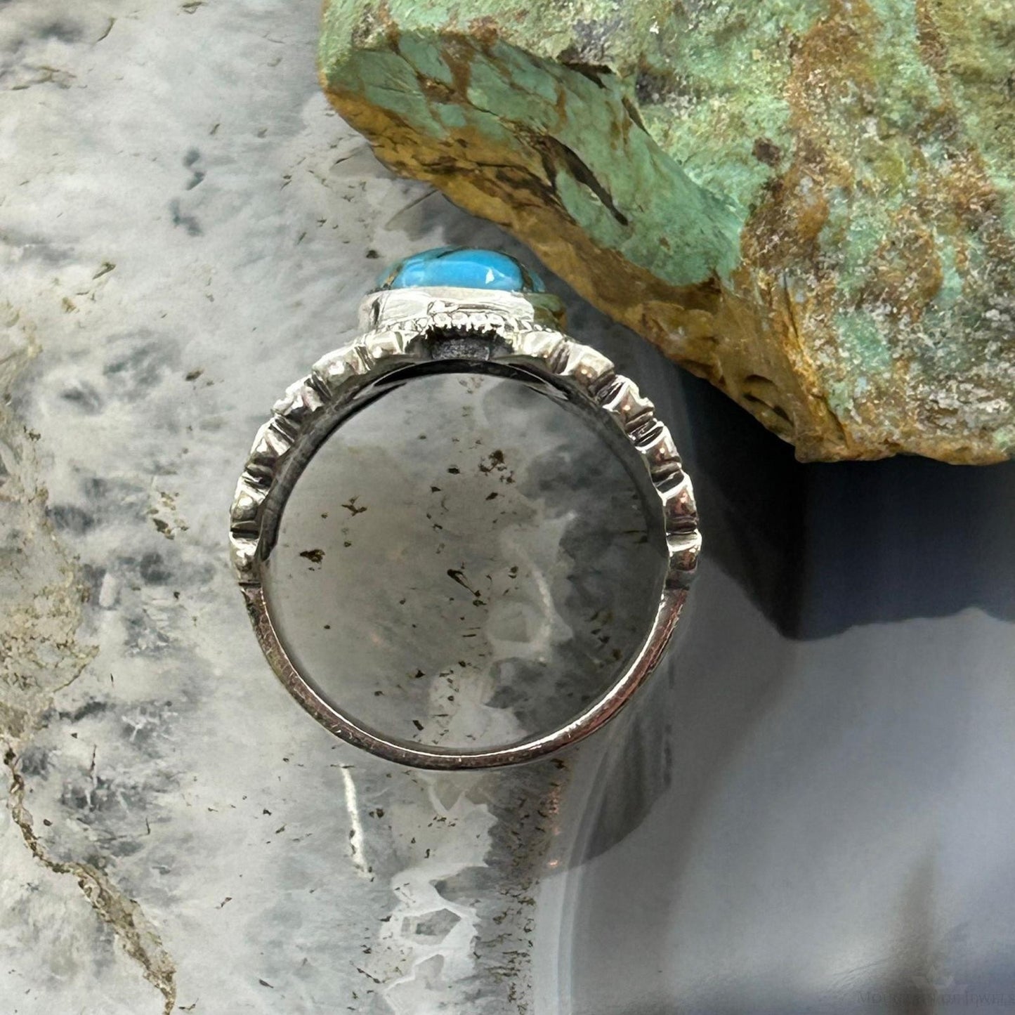 Sterling Silver Southwestern Style Copper Turquoise Wing Ring Size 7 For Women