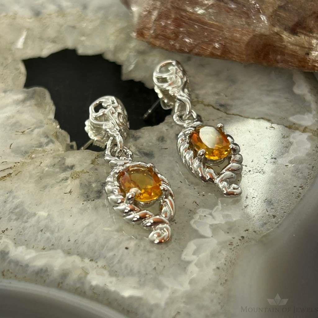 Carolyn Pollack Sterling Silver Faceted Citrine Dangle Earrings For Women