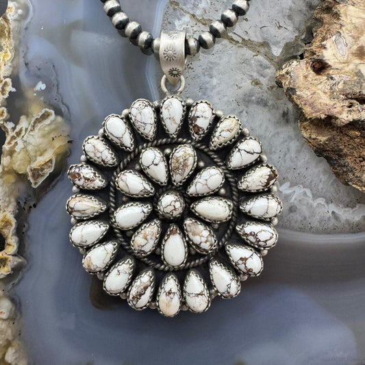 Sterling Silver Southwestern Style Teardrop Wild Horse Cluster Pendant For Women