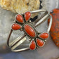 T. Yazzie Native American Sterling Coral Flower Split Shank Bracelet For Women
