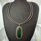 Vintage Silver Southwestern Style Large Oval Malachite Set In Double Wire Choker For Women