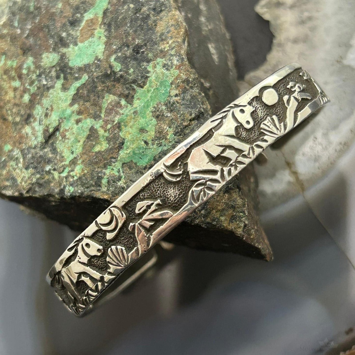 Lloyd Becenti Native American Sterling Silver Horses in The Wild Storyteller Bracelet#1