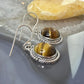 Sterling Silver Southwestern Style Oval Tiger's Eye Dangle Earrings For Women