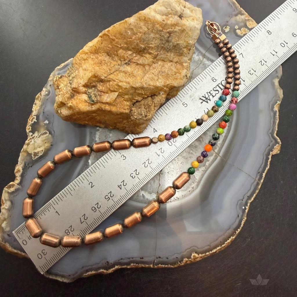 Southwestern Style 4-6mm Copper Navajo Pearl,Cylinder, Multistone Beads Necklace For Women