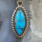 Native American Sterling Silver Marquise Turquoise Decorated Pendant For Women