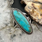 Vintage Native American Silver Oval Turquoise Split Shank Ring Size 8.5 For Women
