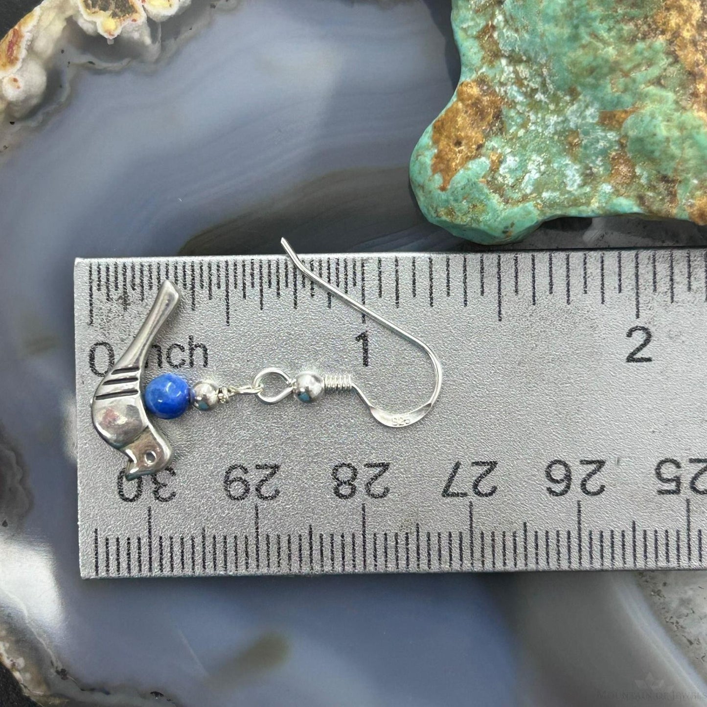 Carolyn Pollack Southwestern Style Sterling Silver Bird with Lapis Bead Dangle Earrings For Women