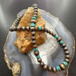 Southwestern Style Copper 8-10mm Navajo Pearl Beades &Turquoise Disk Necklace For Women