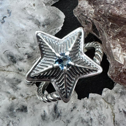 Carolyn Pollack Sterling Silver Faceted London Blue Topaz Decorated Star Ring For Women