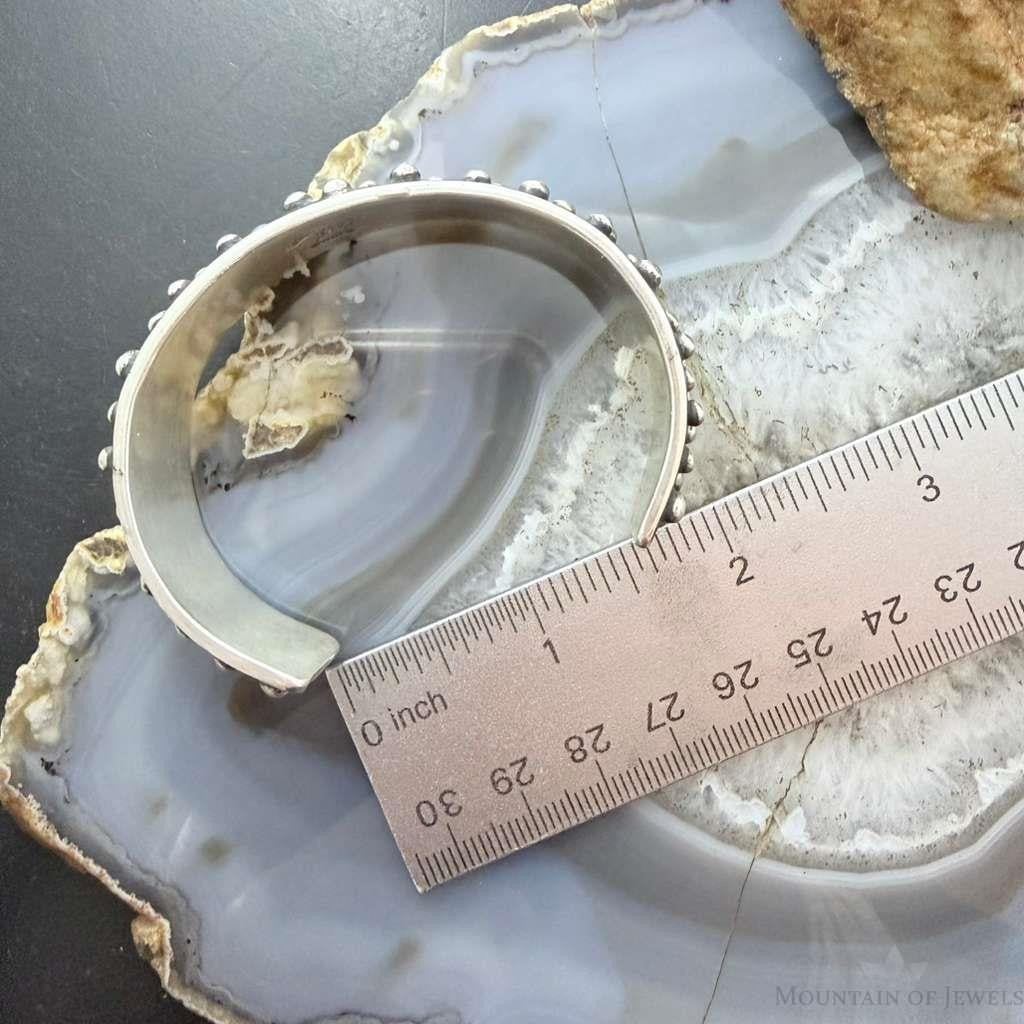 Signed Native American Sterling Balls and Crosses Oxidized Bracelet For Women