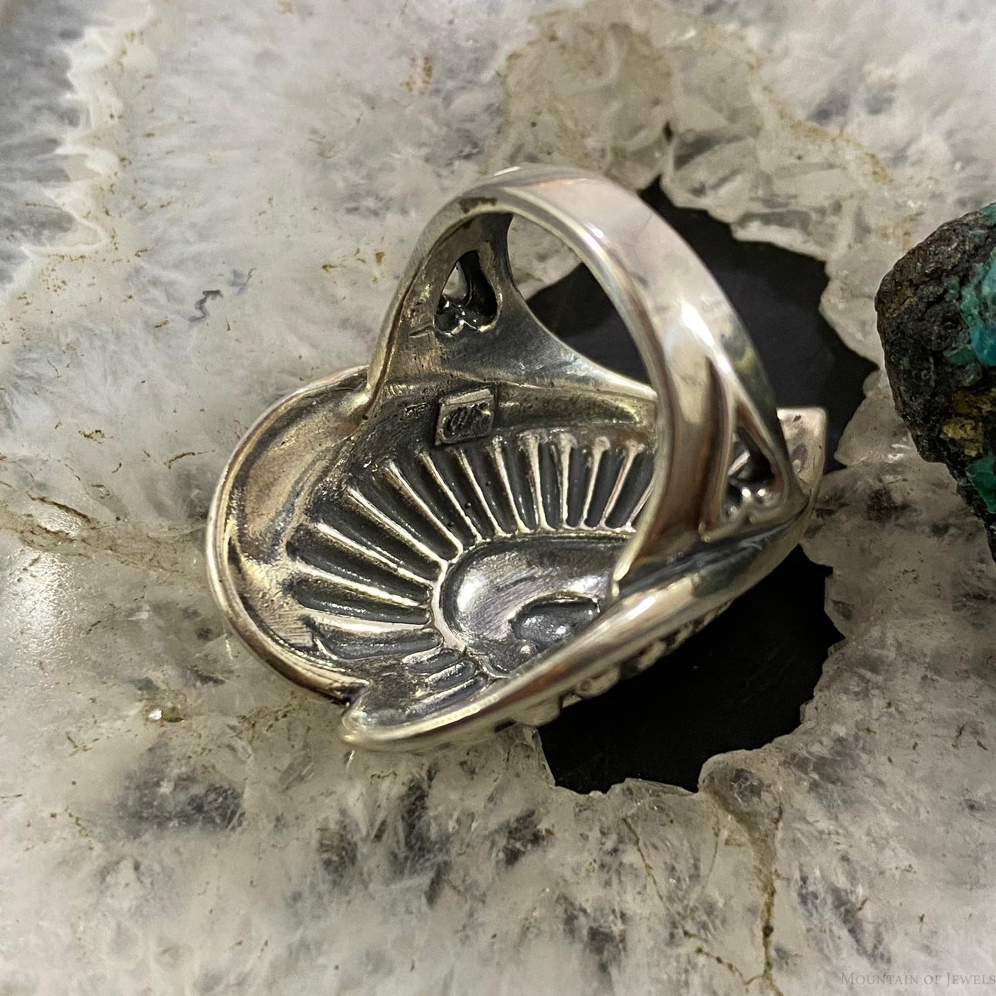 Carolyn Pollack Southwestern Style Sterling Silver Decorated Heart Ring For Women