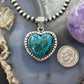 Sterling Silver Southwestern Style Azurite Malachite Heart Pendant For Women #1