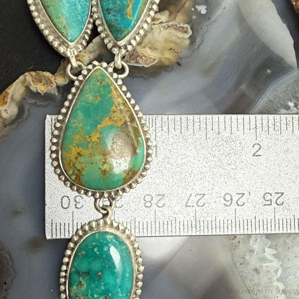 Sterling Silver Southwestern Style Royston Turquoise Lariat 30" Necklace For Women