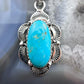 Sterling Silver Southwestern Style Oval Turquoise Decorated Pendant For Women #1