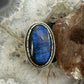 Sterling Silver Southwestern Style Oval Labradorite Decorated Ring Size 8 For Women