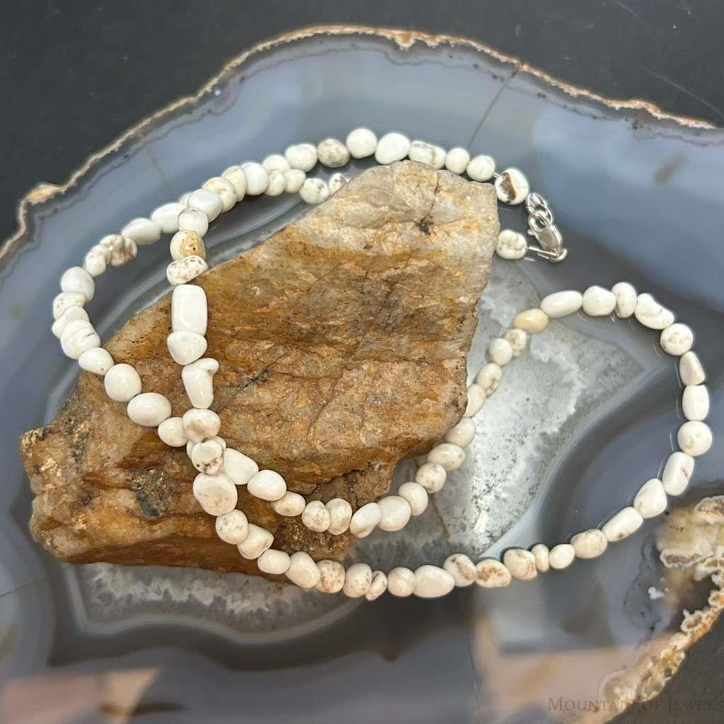 Sterling Silver Natural Wild Horse Beads 22" Necklace For Women