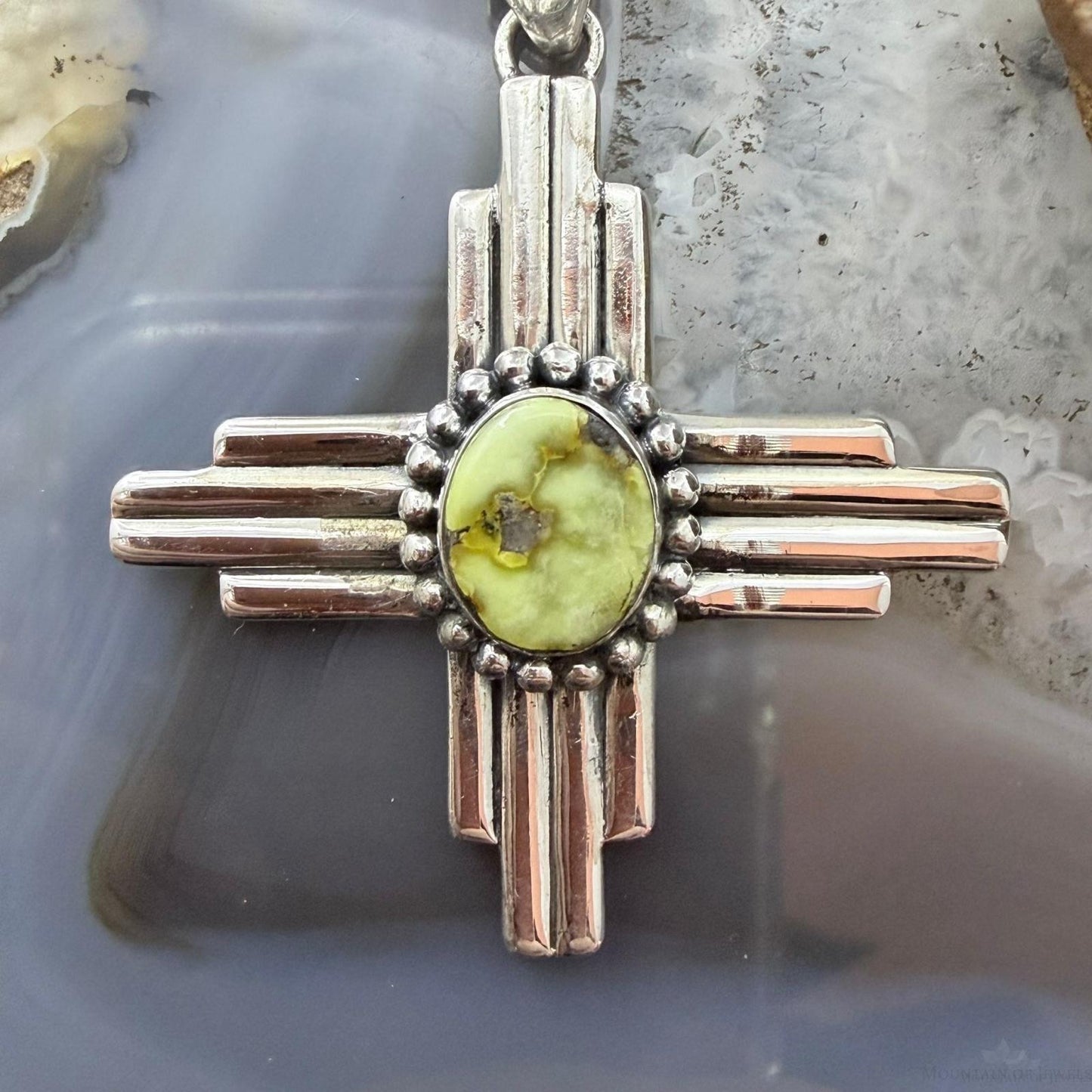 Sterling Silver Southwestern Style Oval Palamino Unisex Zia Pendant