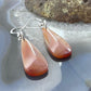 Sterling Silver Elongated Teardrop Carnelian Slab Dangle Earrings For Women #218